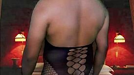 Sexy masked model in full body stockings bound for erotic try-on domination haul