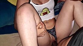 horny young stepsis sneaks in, blows me then rides raw to creampie