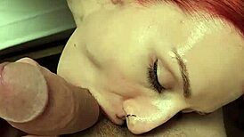 Wanna see my redhead wife deepthroat bodybuilder in threesome?