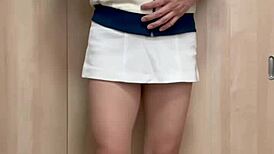 teasing her tennis skirt bloomers and anal play with buttplug 😏🍑🔥