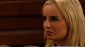 Pale slave's big natural boobs whipped raw by lesbian mistress!!