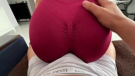 stepsister in tight leggings teases her big ass while doing yoga making me horny