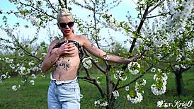 gardener facefucks tattooed girl pov deepthroat sloppy cum swallow public garden surprise