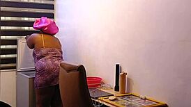 hey check this ebony chubby wife bending her fat ass over for spanking