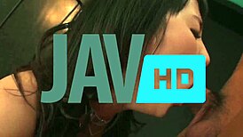 Seductive Japanese milf teases with hairy beaver then blows and fucks hard