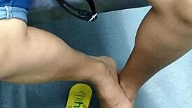 candid brazilian mature feet tease flip flops in voyeur fetish hidden play