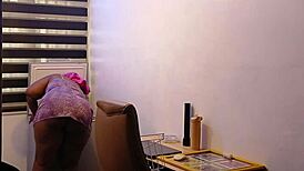 hey check this ebony chubby wife bending her fat ass over for spanking