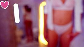 Blonde strips slowly during her sexy teasing dance