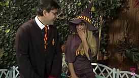 whoa! blonde sorceress dives into wild orgy riding that huge cock cowgirl style!