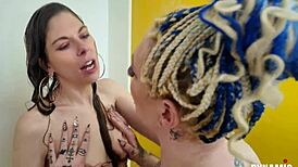 my roommate's wife with big natural tits pierced nipples tight pussy gets fucked deepthroated and submissive roleplay in bedroom