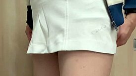 teasing her tennis skirt bloomers and anal play with buttplug 😏🍑🔥