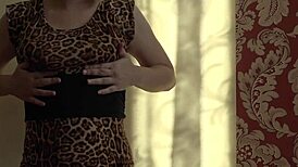 hey, ever wonder how this pregnant milf stuffs her pussy with that huge rubber cock since no real dick's around? footjob fetish included