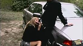 widowed blonde craves rainy day missionary anal on damp car hood outdoors