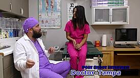 dr tampa turns neighbor misty addams first gyno exam, spreads tits ass latex