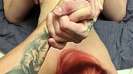 Wanna see my redhead wife deepthroat bodybuilder in threesome?