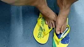 candid brazilian mature feet tease flip flops in voyeur fetish hidden play