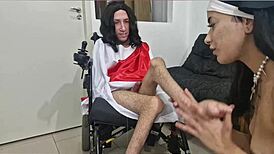 Jesus Gabriel Britto cadeirante pumps skinny tattooed brazilian maria morangoh's wet shaved pussy full of cream!