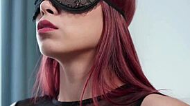 busty redhead paula blindfolded and riding big cock in passion