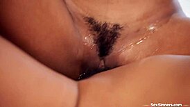 imagine watching ebony brunette milf lick petite girl's wet pussy scissoring tribbing