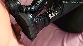 blonde milf doms w/ boots dildo n crazy footjob!!