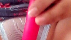 Muscular Woman Spreads Pussy Lips Masturbating with Dildo Fantasizing Huge Cock