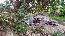 chubby bbw gets her huge ass worshipped outdoors backstage