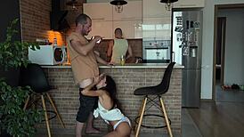unfaithful slut cheats kissing cuckold husband with cum lips after face fuck!!