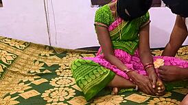 indian wife in green saree licked and fucked creampie homemade hd