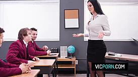 I'm overwhelmed by busty milf teacher Jasmine Jae's deepthroat gangbang with students