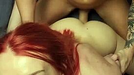 Wanna see my redhead wife deepthroat bodybuilder in threesome?