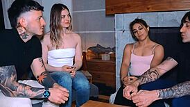 we invited swinger couple friends over naked flashing wet pussies led to intense 4some cumswap facial deepthroat