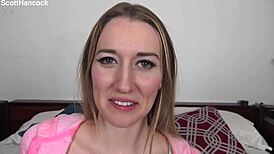 Riley Reynolds Blonde Coed POV Blowjob Messy Facial