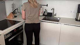 Amateur blonde teen bent over fucked doggystyle in german kitchen