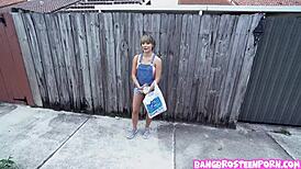 shy cute teen takes cash for car sex teasing her young pussy on van ride part 1