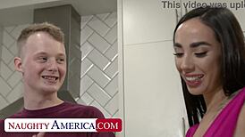 gaby's bubble butt latina opens sweet pussy for friend's brother tongue and cock