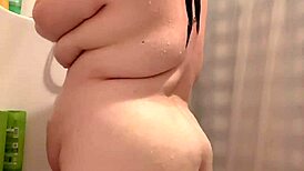 wanna join this fat hairy wife in the shower for some wet fun? 🤔🚿