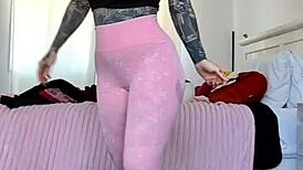 Milf Melody Radford Teases Big Tits and Ass in Sheer Gym Leggings Close-Up