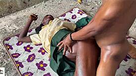 Virgin Step Sister Rides Ebony Cock in Missionary Doggystyle