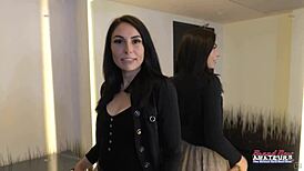 Ashley Wolf rams dildo deep in hairy pussy while rubbing tits