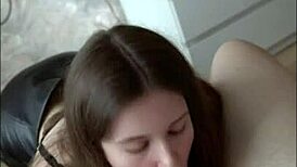 WOW, Teen Brunette Babe Sucks Cock POV So Good, Swallows Every Cum Drop After Sloppy Finish!