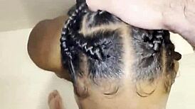 thick ebony babe gets her tight pussy pounded hard by monster cock in steamy shower pov