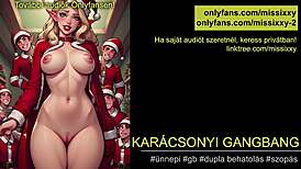 Christmas gangbang rocks with hungarian sluts banging hard magyar audio explodes!