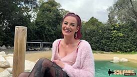 Sally Redhead Flames with Two Massive Cocks!