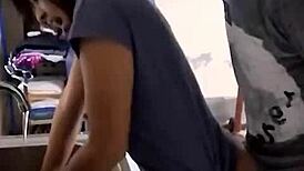 damn that cute mexican amateur latina gets fucked hard while washing dishes!