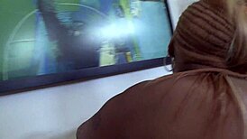 Black bbw's hairy pussy tempts with ebony goddess Ms Cleo's thick curves and big black cock tease