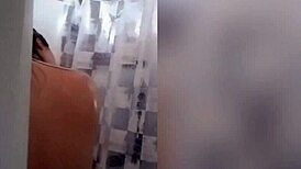 cute latina teen with tattoos showers sensually on webcam