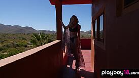 passionate blonde katie jean strips outdoors cooling off