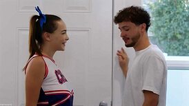 Cute Cheerleader Risa May Gags Deep on Cock Before Doggystyle Pounding and Juicy Cowgirl Ride