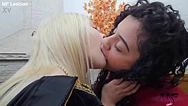 Blonde Brazilian Lesbians Monster Kiss Deeply
