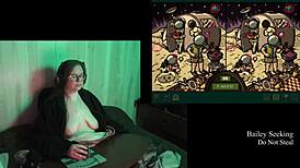 damn those big natural tits on the fat brunette bouncing naked through castle malloy part 2